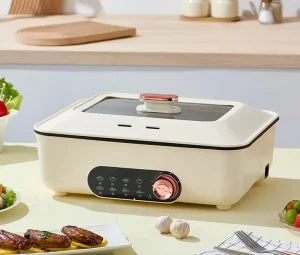 Non Stick Electric Hot Pot Grill Pan Multi Cooker Cookware Electric BBQ Grill Frying Pan Skillets Hot Pot