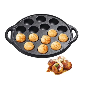 Non Stick Pre Seasoned Bakelite Japandi Cast Iron Takoyaki Maker Aebleskiver Pan Pancake Octopus Ball Grill Eco Friendly