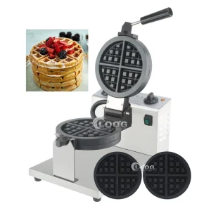 Non-Stick Stainless Steel Waffle Maker Removable Plates Electric Commercial Rotating Belgian Waffle Iron Machine Featuring Auto