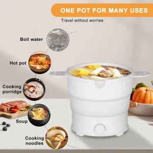 Noodles Porridge Soup Hot Pot 800W 1.2L Folding Portable Electric Cooker Multi Function Electric Pot