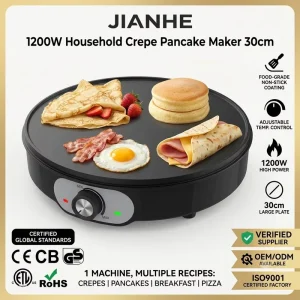 OEM 1200W Electric Crepe Pancake Maker 30cm Non stick Roti Tortilla Griddle Machine Machine a Pancake Adjustable Temperature