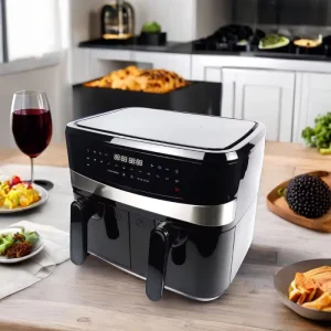 OEM 9L Modern Plastic Household Hotel Smart Electric Air Fryer Digital Double Basket Deep Friedora Large Capacity Cooking US