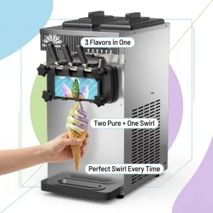 OEM Commercial 3 Flavor Soft Serve Ice Cream Machine Stainless Steel Silver Soft Ice Maker Factory Direct