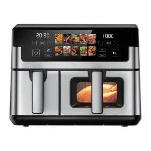 OEM Customizable 10L Double Basket Air Fryer 2600W Upper and Lower Heating Dual Zone Digital Air Fryer Oven GS CE ETL Certified