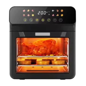 OEM Customized 12 Liter Large Capacity 1700W Air Fryer with Rotisserie Feature LCD Display Overheat Protection Visible Window Electric Oven