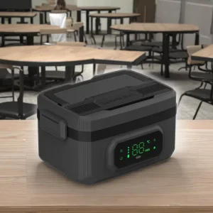 OEM Design 1.2L 21000mAh Battery Powered Electric Food Container Wireless Heated Stainless Steel and Plastic Lunch Box