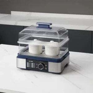 OEM Eco-friendly BPA-Free Stainless Steel BPA-Free Plastic Housing Digital Control 1500W 1-3 Layer 12 Quart Food Steamer