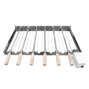 OEM Factory Custom Triple Stainless Steel Rotary Sticks Portable Camping Kitchen BBQ Rotisserie Motor Skewers Outdoor Tool