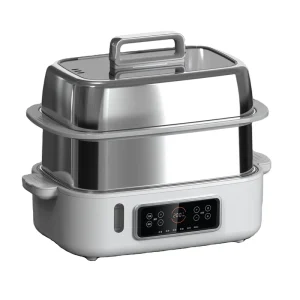 OEM High Quality 15L 2 Layers Household Stainless Steel Steam Cooking Electric Steamer