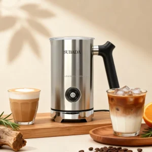 OEM ODM 4 in 1 Electric Milk Frother 500W Powerful Milk Heat Non stick Coating Easy Clean Kitchen Appliance Factory