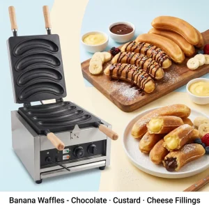 OEM ODM Commercial Electric Banana Waffle Maker Banana Shape Filled Waffle Machine
