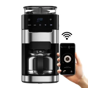 OEM WIFI 1.5L Black Coffee Machine with Grinder Commercial Coffee Machine Electric Drip Coffee Maker