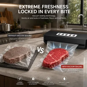 Ofitech Automatic Food Vacuum Sealer Compact Space-Saving Food Saver Dry Wet Food Storage Automatic Vacuum Packaging Machine
