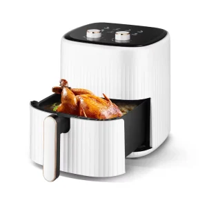 Oil Free Air Fryer 1200W Stainless Steel Square Deep Fryer with Knob Control for Home Cooking
