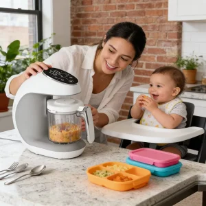 One Button Baby Food Processor Electric Puree Cooker Grinder Household Weaning Gift for Newborn Moms