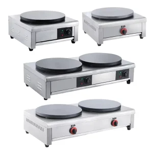 One Double Head Tabletop Commercial Electric Gas Spin Crepe Pancake Maker Stainless Steel Snack Machine