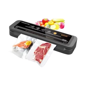 One Touch Automatic Food Sealer 80kPa Suction Power Compact Plastic Eco friendly Vacuum System for Dry Fresh Foods Includes Bags