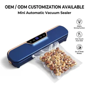 One Touch Operation 4 Food Modes Compact Design Mini Electric Food Vacuum Sealer Machine with 62kPa Suction