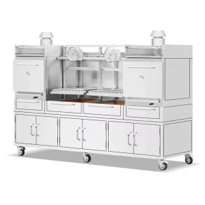 Open Fire Argentina Grill Stainless Steel 2mm Double Santa Maria Gaucho Grill With Ventilation System Outdoor Oven