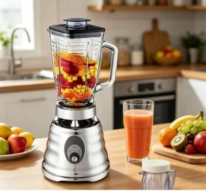 Original Electric Blender with Chrome Ice Crush 450W 1.25L Glass Jar 3 Speeds