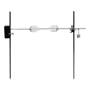Outdoor Campfire Heavy Duty 38 Inch Spit Rod Rotating Cordless Dual Post Open Barbecue Spit Rotisserie Kits