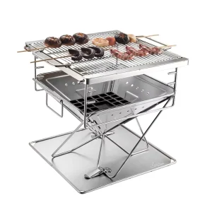 Outdoor Camping Medium Size Folding Rotisserie Grill Parrilla Stainless Steel Charcoal BBQ Grill BBQ Barbecue Oven Incinerator