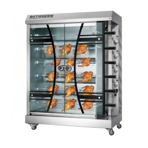 Outdoor Commercial Electric Gas 6 Spit Rotisserie Chicken Roaster 3 Swords Machine Motor Silver Food Industry