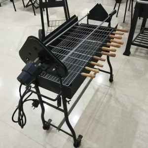 Outdoor Electric Rotisserie Charcoal Barbecue Grill Mobile BBQ Grills with Skewer for Garden Party Cooking
