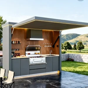 Outdoor Kitchen BBQ Grill Outdoor Kitchen System With Complete Appliances Weatherproof BBQ Kitchen Cabinet for Garden