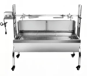 Outdoor Stainless Steel Charcoal BBQ Grill with Powder Coated Finish Multipurpose Metal Rotisserie for Meat Vegetables Roast Pig