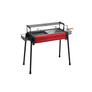 Outdoor Stainless Steel Charcoal Barbecue Rotisserie Fire Pit with Cooking Grid