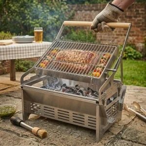 Outdoor Station Flipping BBQ Grill Commercial Portable Rotating Charcoal 304 Stainless Steel Flip Grill BBQ Rotisserie