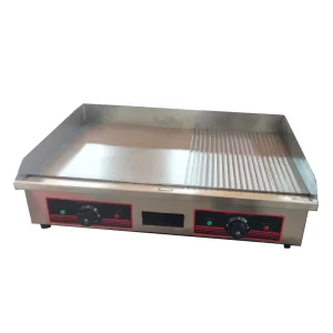PL822 Commercial Kitchen Equipment Stainless Steel Electric Griddle Half Flat Half Grooved Grill for Fast Food