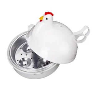 PP Plastic Eco Friendly Chicken Shaped 4 Egg Cooker Boiler Microwave Steamer Color Box Home Kitchen Cooking Tool