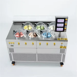 PRO V6 Factory Commercial Ice Cream and Gelato Maker with Yogurt and Milk Fruit and Chocolate 6 Pot Cylinder Stainless Steel