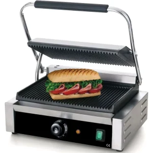 Panini Grill Non Stick Coating Kitchen Electric All Grooved Sandwich Contact Grill Griddle