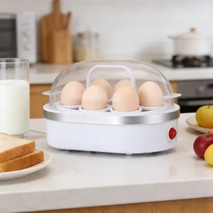 Plastic Automatic Egg Cooker Single Layer Electric One Click Auto Shut Off Household 1 6 Eggs Capacity 1 Year