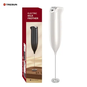 Plastic Eco-Friendly Stocked Battery-Powered Handheld Mini Electric Milk Frother White Black for Coffee & Tea Kitchen Use