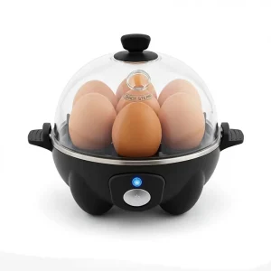 Plastic Egg Cooker Boiler Poacher Steamer Includes Measuring Recipe Guide Dishwasher Safe BPA Free Holds 7 Eggs Black