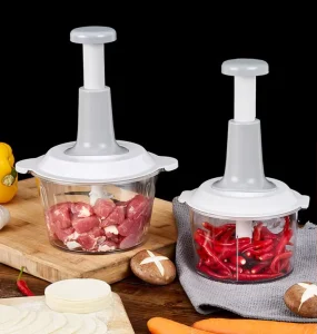 Plastic Meat Stuffing Processor Grinder Veggie Vegetable Slicer Cutter and Push Hand Food Onion Meat Chopper