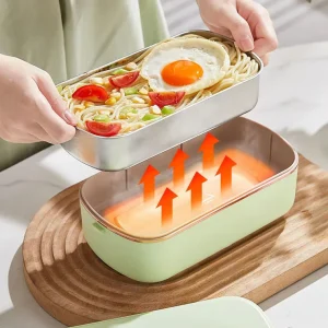 Plug In Electric Heating Portable Stainless Steel Kids Lunch Box Hot Office Meal Artifact No Water Needed