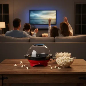 Popcorn Machine 6 Quarts Oil Popcorn Machine with Stirring Rod Large Lid for Serving Bowl Removable Nonstick Plate 24 Cups