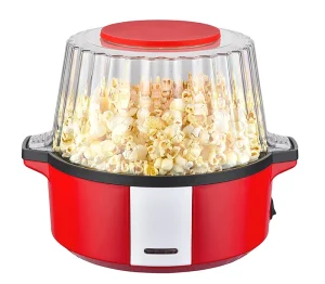 Popcorn Machine Electric Hot Oil Popcorn Popper With Stirring Rod Large Lid for Serving Bowl