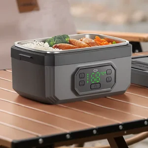 Portable 1.2L Electric Stainless Steel Rechargeable Heated Lunch Box with Timer