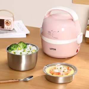 Portable 1.3L Self Heating Electric Lunch Box with Carry Bag Convenient Food Warmer