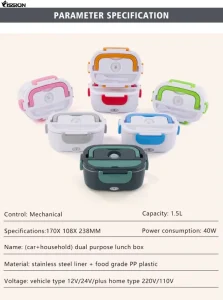 Portable 1.5L Food Grade PP Plastic Inner Container Digital Control Energy Electric Lunch Box