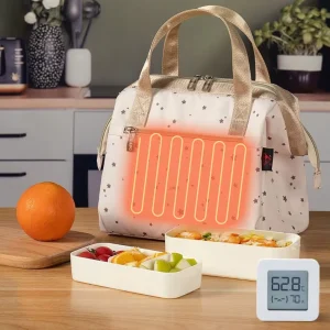 Portable 12V Oven Insulated Aluminum Foil Lunch Box Dual USB Car Charger for Road Trip Office Work Reheating Meals Thermal