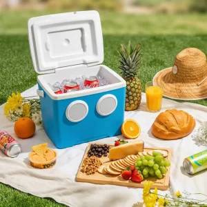 Portable 13L Hard Cooler with Bluetooth Speaker Insulated Ice Chest for Camping Beach and Picnic