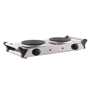 Portable 2*1000W Kitchen Cooking Electric Double Burner Stove Stainless Steel Fast Heating Hotplate