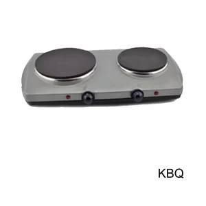 Portable 2 Burner Electric Hot Plate with Coil Heating Element Temperature Control 1500W Black EU Plug Household Use